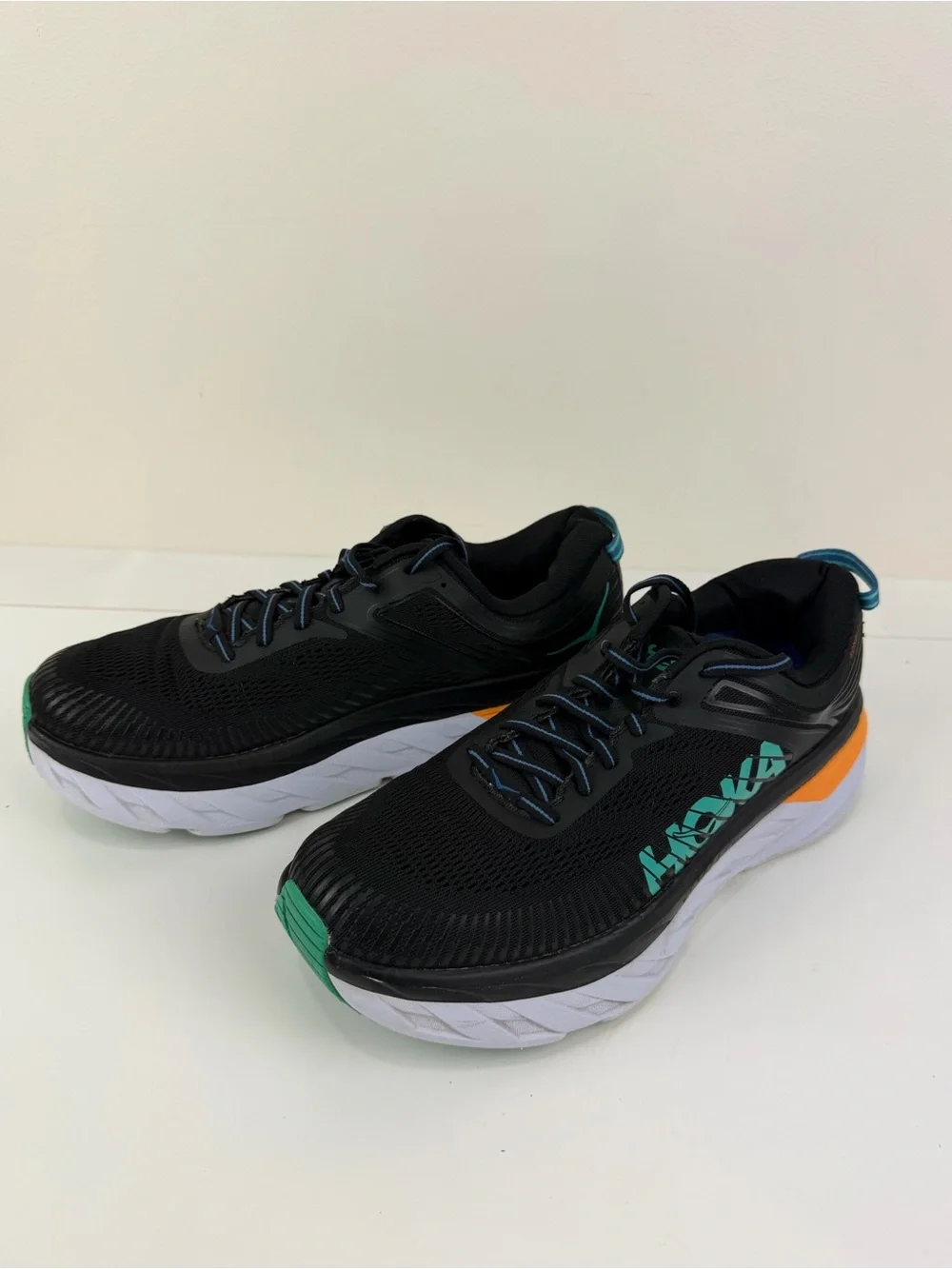 HOKA One One Bondi 7 Running Shoes Black Orange US Size 9.5
